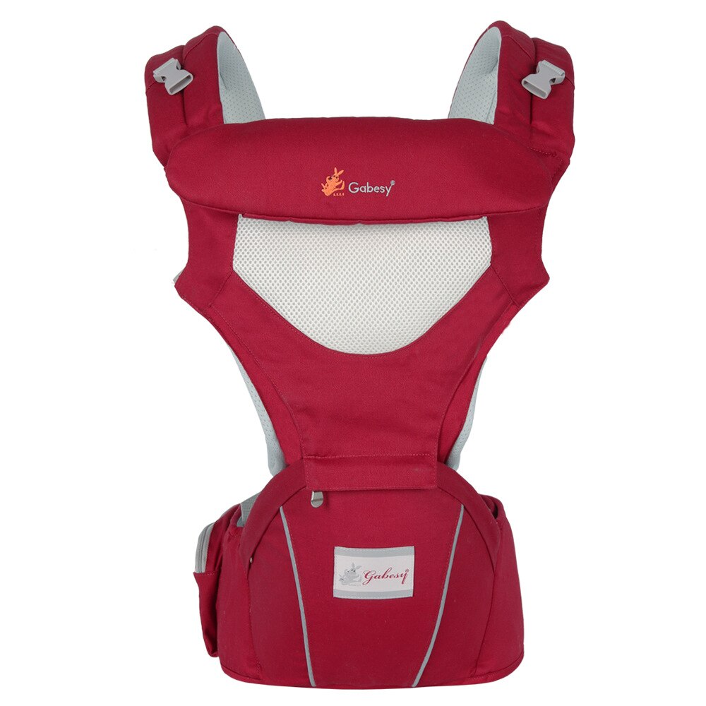Ademende ergonomische draagzak, heupdrager, draagbare kangoeroe, babyrugzak voor het dragen van kinderen, draagdoek voor baby's: Rood