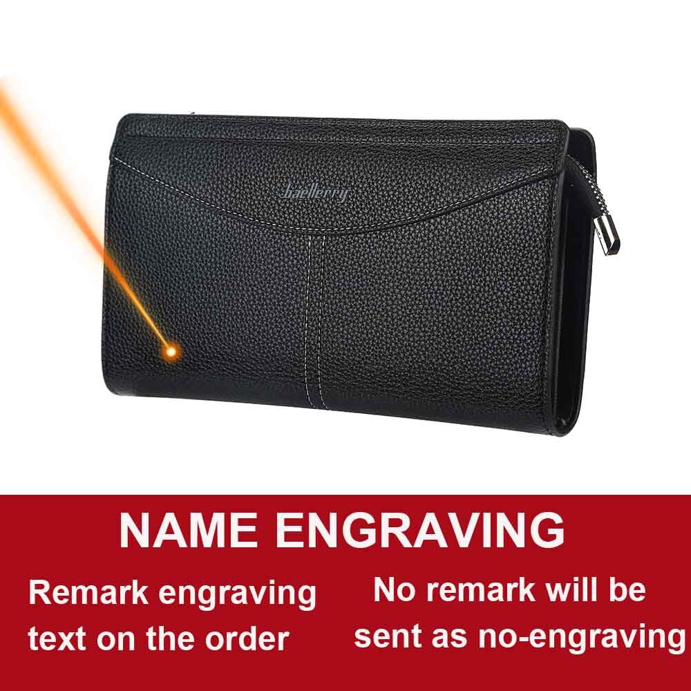 Cartera de mano para hombre , cartera para hombre con cremallera de gran capacidad, Cartera de piel sintética para hombre: Black Name