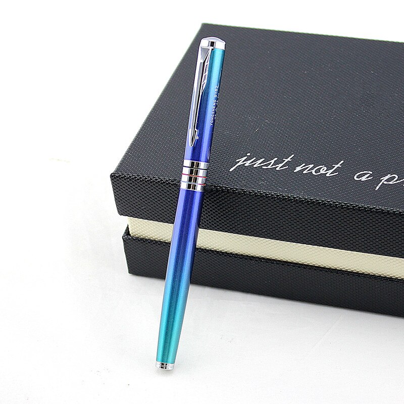 Lapicero de lujo, Clip dorado y plateado, bolígrafos de tinta de Metal de lujo con 0,38mm Extra Punta fina, pluma estilográfica para escribir, caja de: E