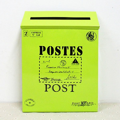 Wall Hanging Mounted Locking Mailbox 12 Inch Vintage Letterbox Post Box with Keys Painting Convenient Colors Iron: Green
