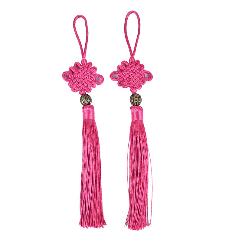 2PC Gold Beads Chinese Knot Tassel Home Textile Curtain Garment Sewing Macrame Decoration Pendant DIY Jewelry Accessories: Rose