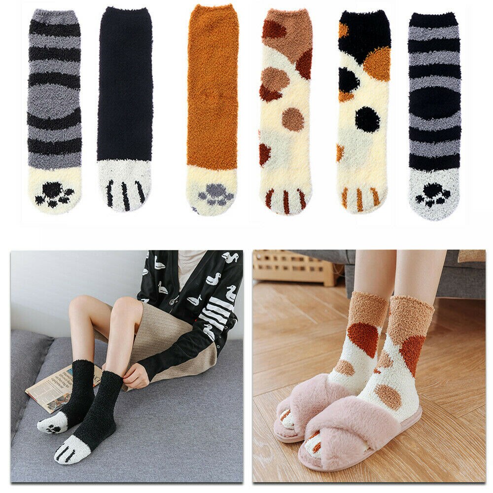 Socks Ladies Socks~ Cat Paw Soft Warm Bed Women 1 Thickening