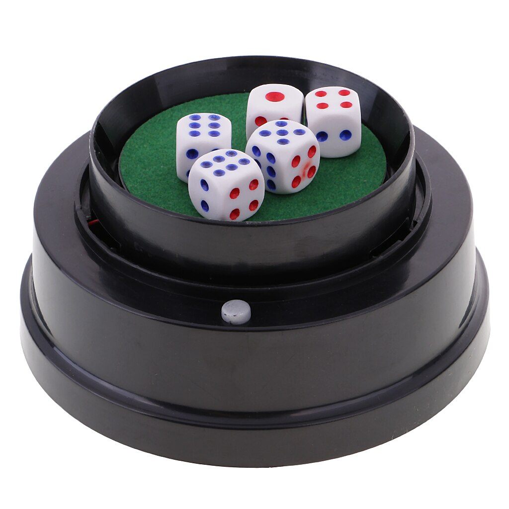 Tasse à dés électrique avec Base en feutre avec 5 dés pour jeux de Bar, Casino, fête, noir