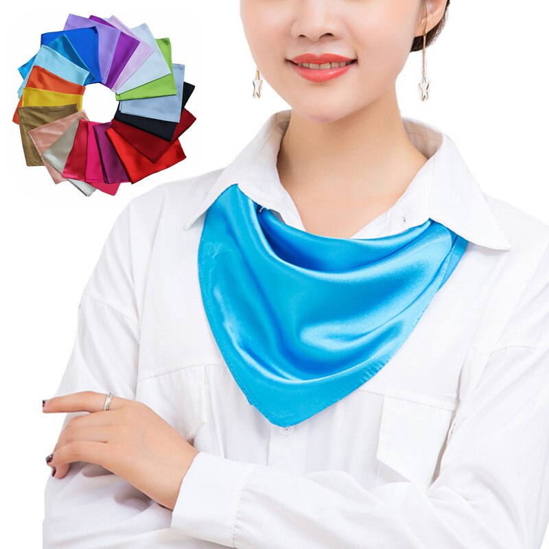 Best Verkopende Kleine Vierkante Satijn Effen Kleur Kunstmatige Zijde Sjaal Voor Dames Vrouwen Sjaals Zakdoek 60*60Cm