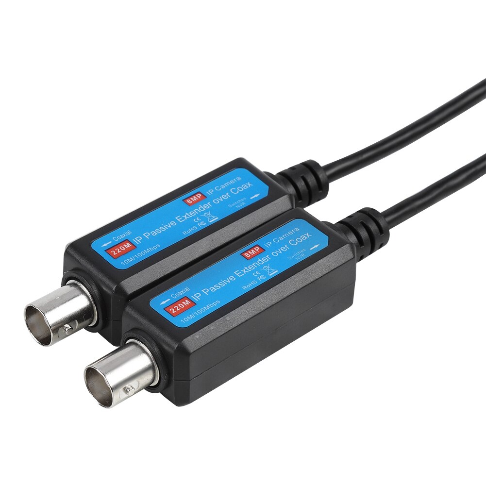 1 Pair Passive IP Network Coaxial Transmitter Receiver Extender 10/100Mbps 1CH Transmission Cables Coax Cable For IP NVR Camera