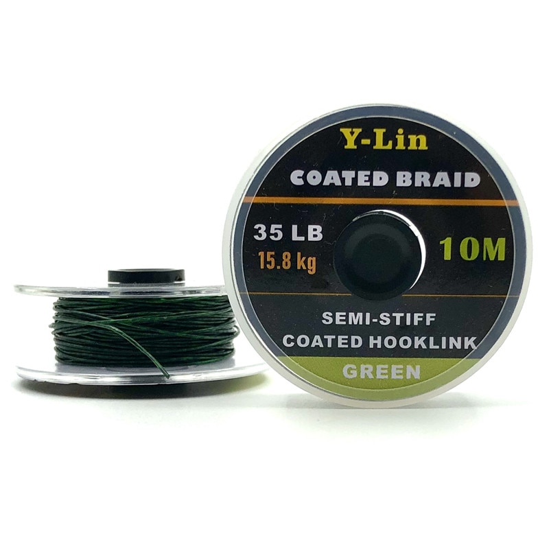 10m Carp Fishing Line Hook Link Carp Coated Hooklink Braid Line For Hair Rig 15IB 25IB 35IB Coarse Fishing Tackle