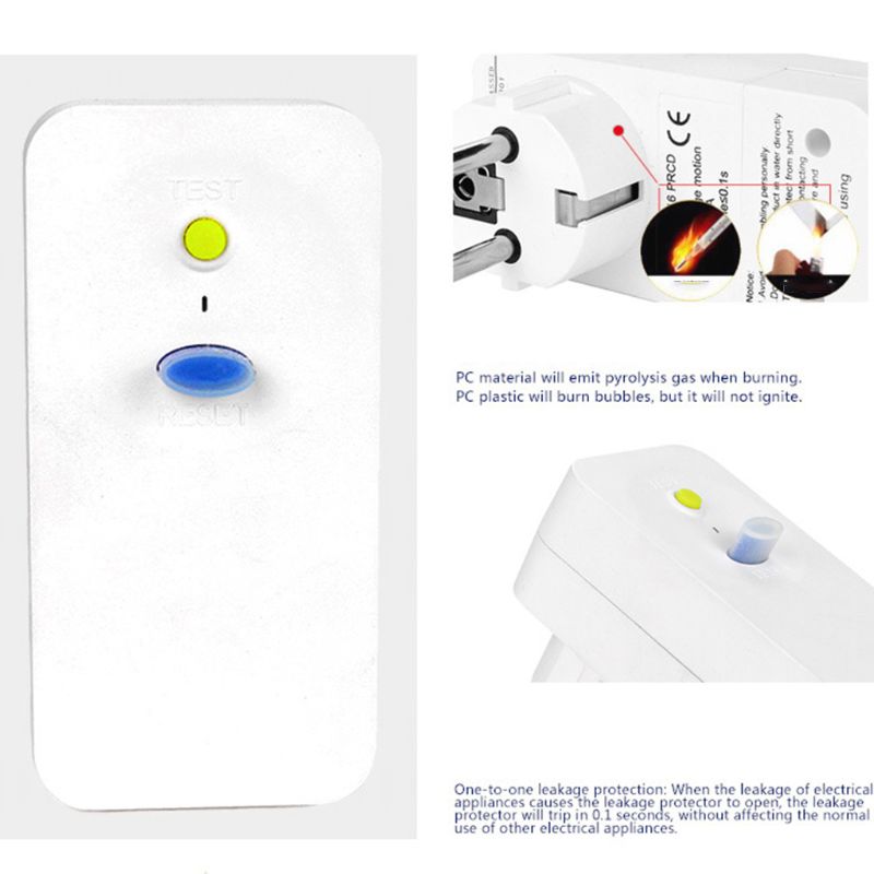 EU 16A Safety Socket Adapter Anti Electric Shock Trip Switch Smart Home Circuit Breaker Cutout Plug Tools