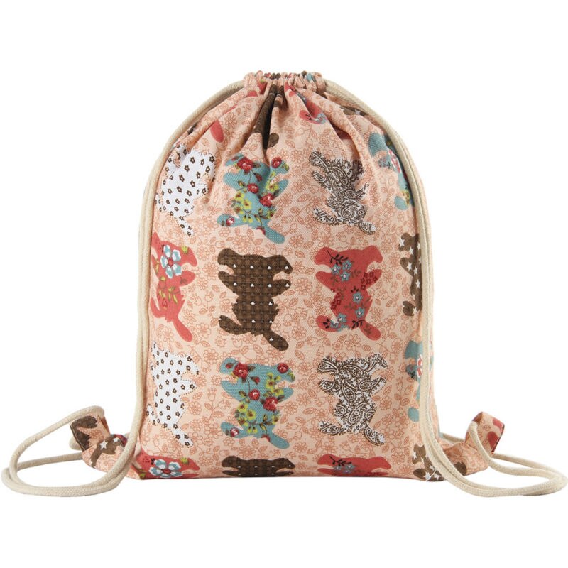 Kvinder canvas snoretræk taske print vintage college studerende skole snorre bagpack piger mochila feminina sack tasker