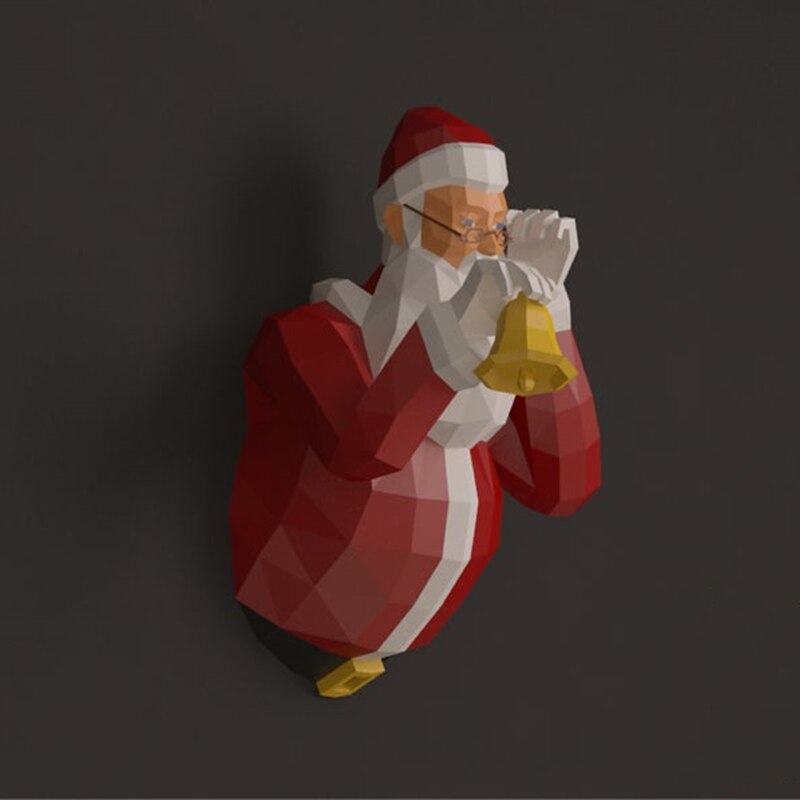 Papercraft – Sculpture 3D en papier du père noël, Sculpture en Poly bas, décoration murale de noël, jouets, , accessoires d&#39;art, DIY bricolage