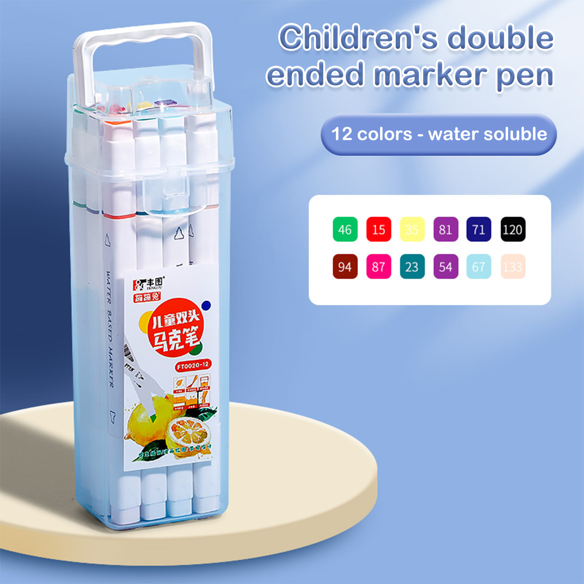 12-262 Colores Pennarelli a doppia punta Pennelli impostato Pittura Evidenziatore Materiale scolastico per cancelleria per artisti: BIANCO