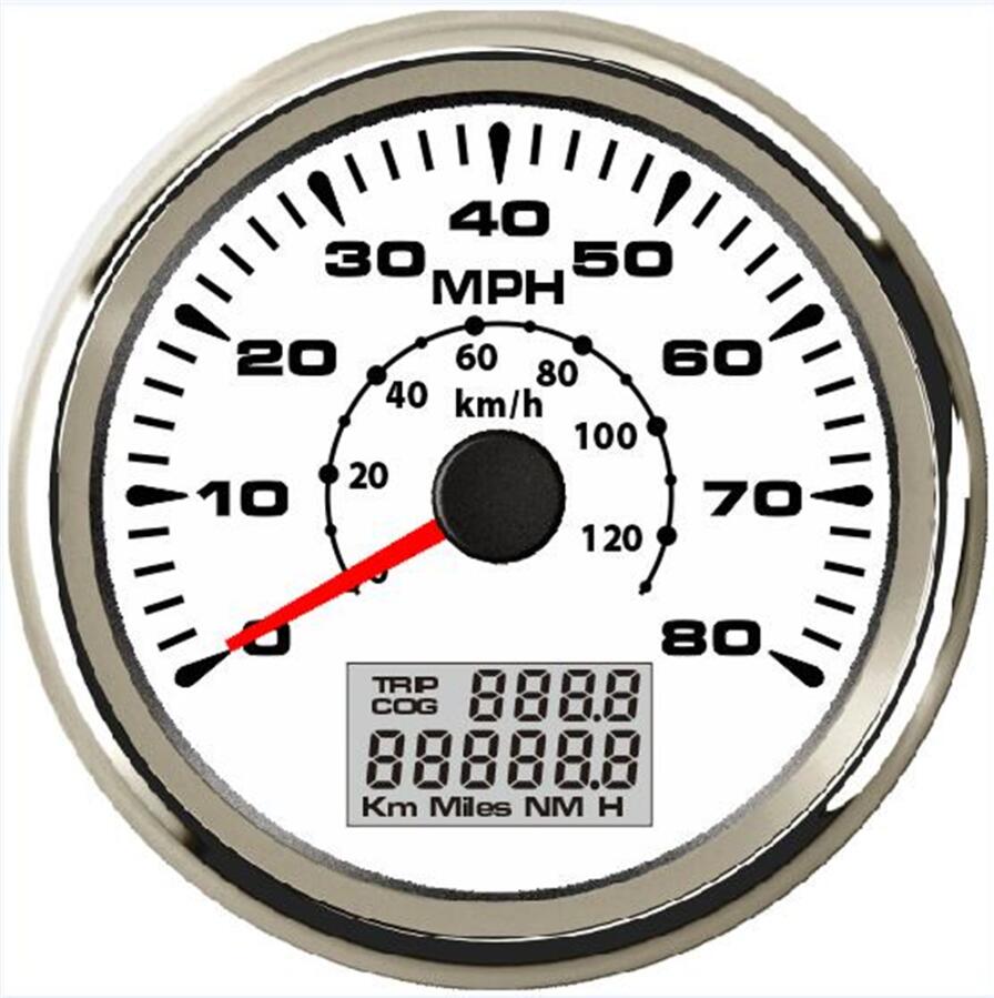 Paquete de 1 0-80MPH Auto Tuning GPS velocímetro calibres 85mm 0-120 km/h miómetros de velocidad GPS Odometers Travel Gauges Cog 9-32vdc: WS