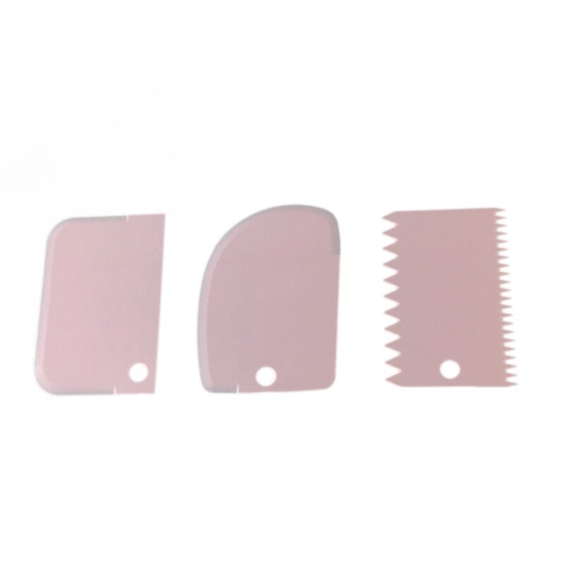 Cake Schraper Drie Delige Set Pp Plastic Schraper Bakken Diy Gereedschap Groen Schraper Drie Delige Set: Roze