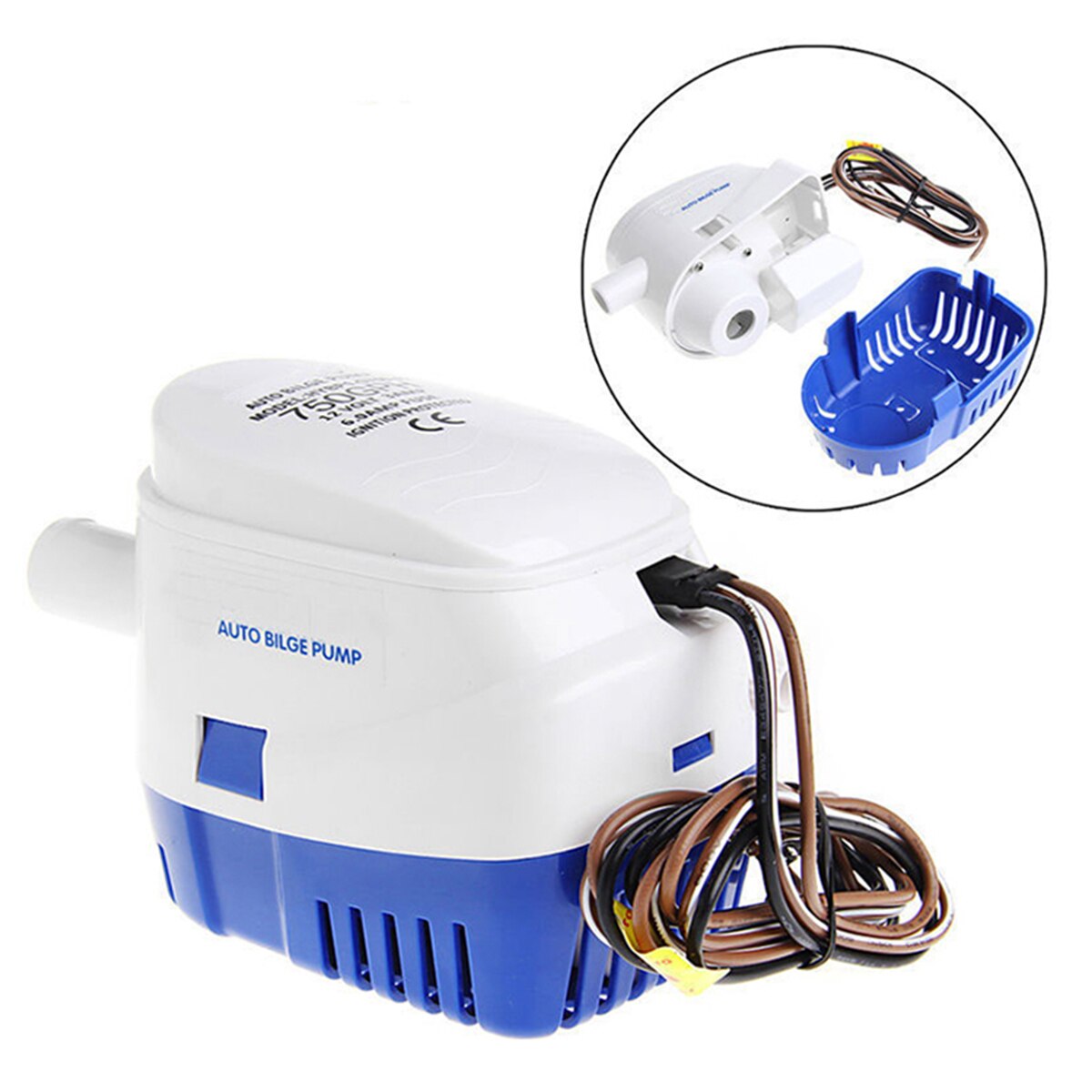 12V 750GPH Rustproof Waterproof Automatic Submersible Bilge Water Pump Built-in float switch Anti-air lock protection For Boat