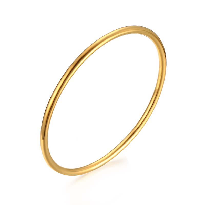 Brazalete de acero inoxidable de Color dorado para mujer, pulsera de joyería , brazalete liso, pulsera apilable, para chicas jóvenes: Blanco / Color dorado
