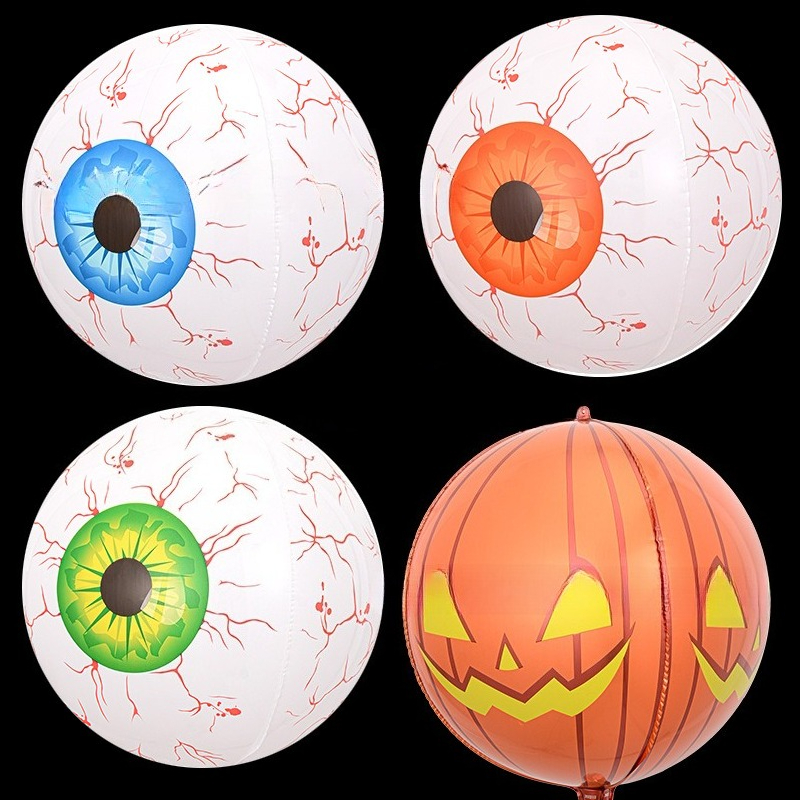 1 stk. oppblåsbare øyeballonger for halloween, 22 cm, 3- farger, skrekk-temafest, øyeballonger til halloween-dekorasjoner.