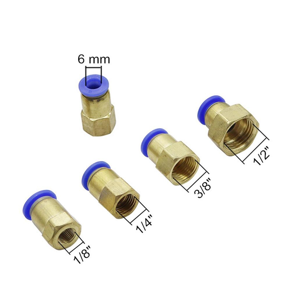 6mm Hose Tube Interface 1/4" 1/2" 1/8" 3/8" Female Thread Straight Push in Pneumatic Fittings Garden Irrigation Pipe Connectors
