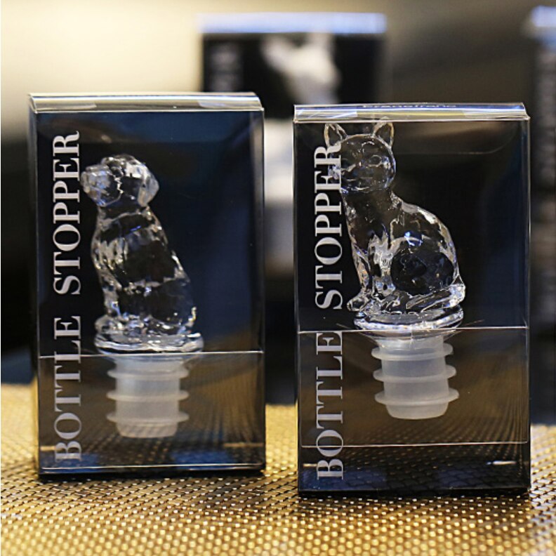 Tapón de botella de vino Animal, tapón de silicona para champán, tapa con sello para perro y gato bonito
