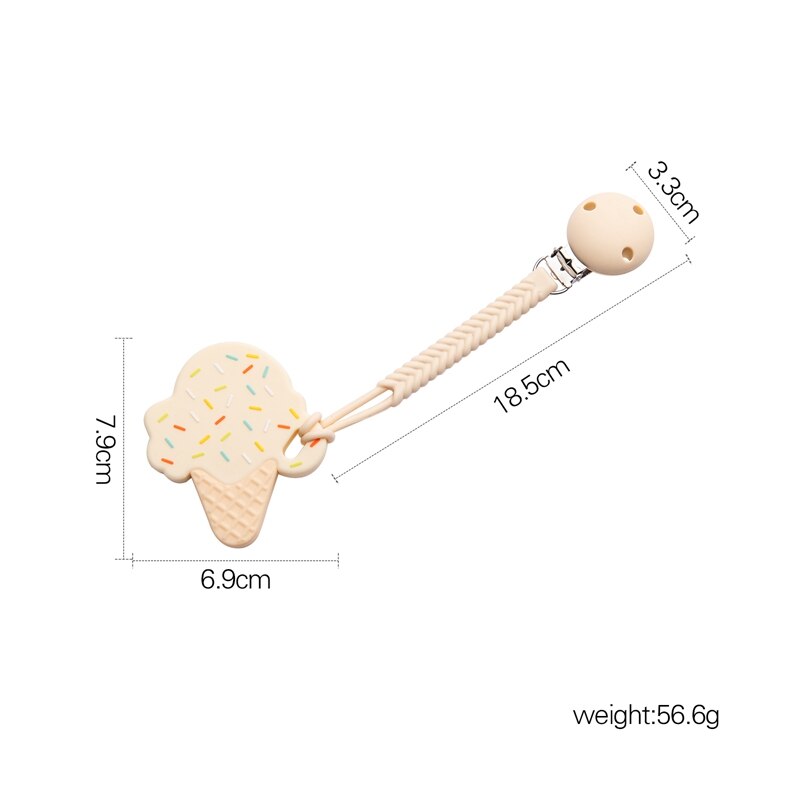 1Pcs Baby Fopspeen Clips Siliconen Bijtring Bunny Siliconen Fopspeen Kettingen Baby Bijtring Tandjes Ketting Baby Fopspeen Clip Keten: ice cream