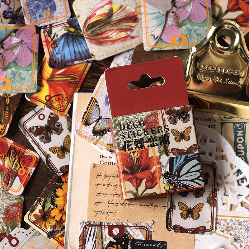 Papel adhesivo Vintage para decoración, pegatinas de colección Retro para planificadores de portátiles, álbum de recortes, taza, diario, cuaderno, 46 piezas