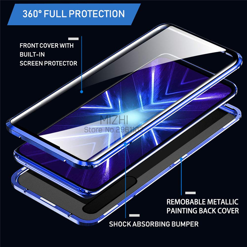 Funda de vidrio de doble cara honor 9x fundas de STK-LX1 funda de parachoques de Metal magnético para huawei honor 9x global/premium Coque honor 9x etui