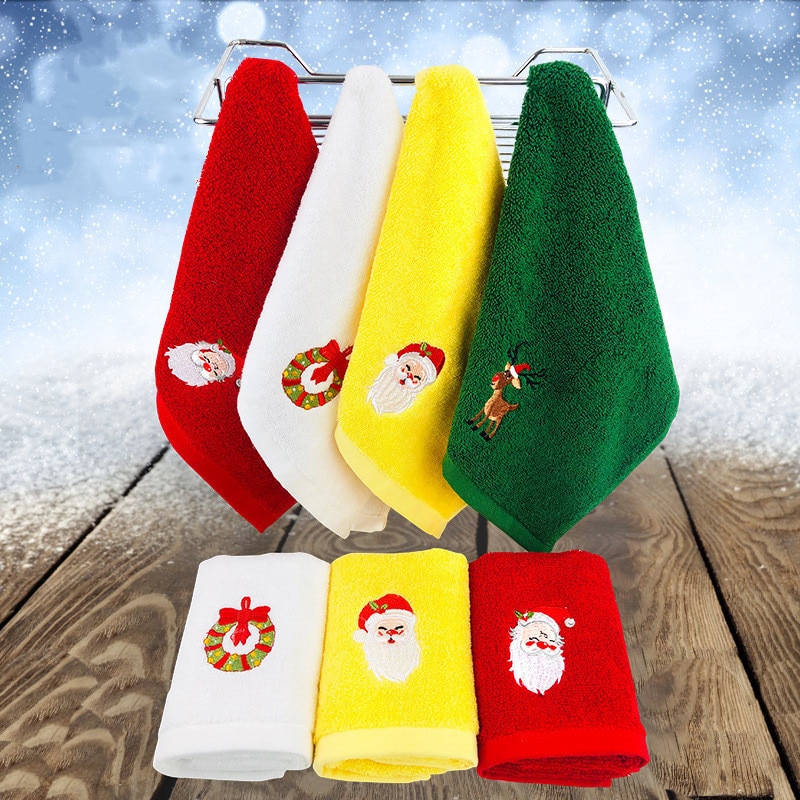 Decoratieve Kerst Handdoek Luxe Handdoek Set Geborduurde Sneeuwman Kerstman Handdoek 100% Katoen Badhanddoek