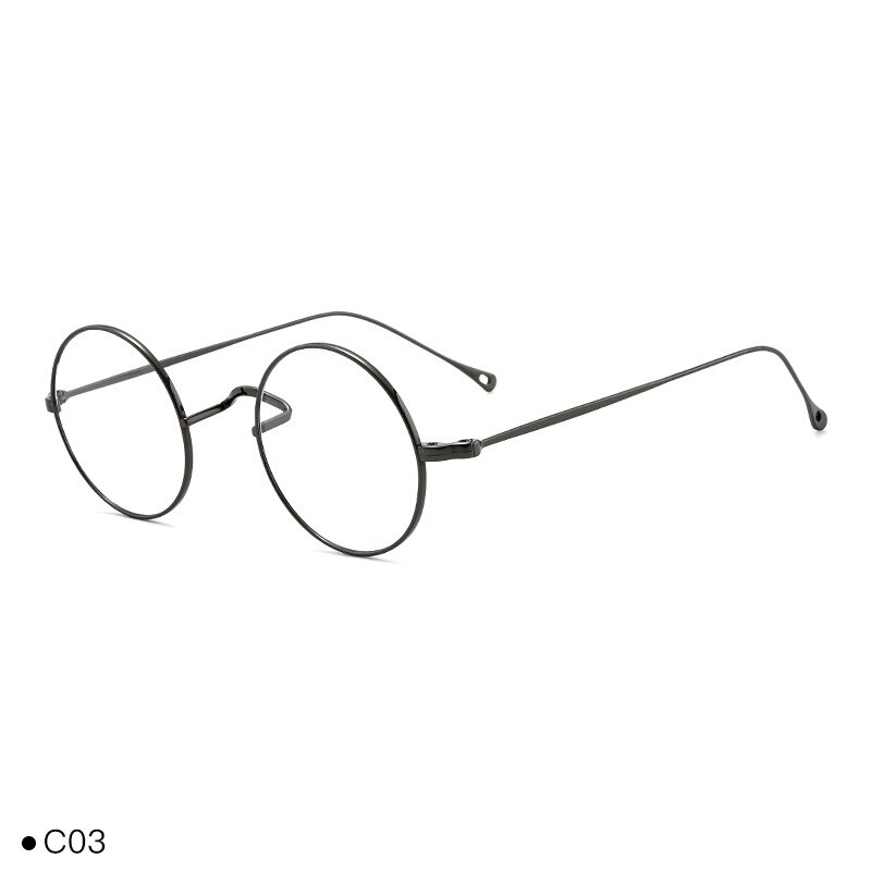 Gafas japonesas hechas a mano para hombre y mujer, lentes clásicas pequeñas y redondas de titanio, montura ultraligera, Retro, para miopía, nuevas: Gun Grey