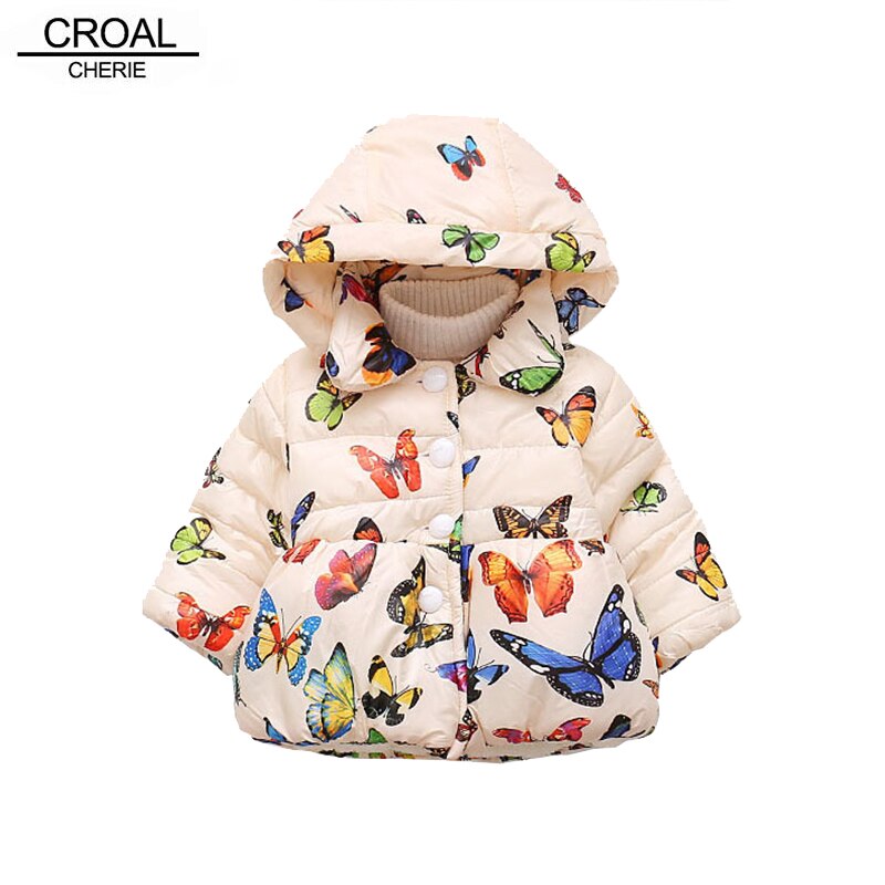 CROAL CHERIE Fleece Winter Jacket For Girl Winter Coat Kids Warm Thick Velvet Butterfly Baby Coats Outerwear Children's Parkas