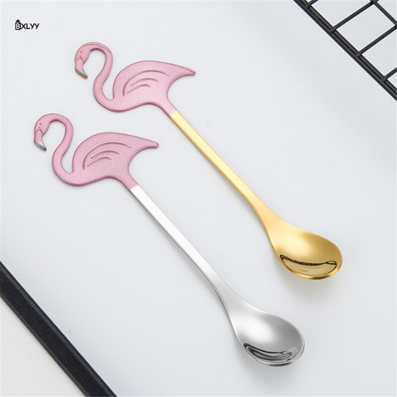 Aço inoxidável mexendo colher de café flamingo sobremesa colher acessórios cozinha utensílios de mesa ferramentas bolo colher de café para kitchen.7