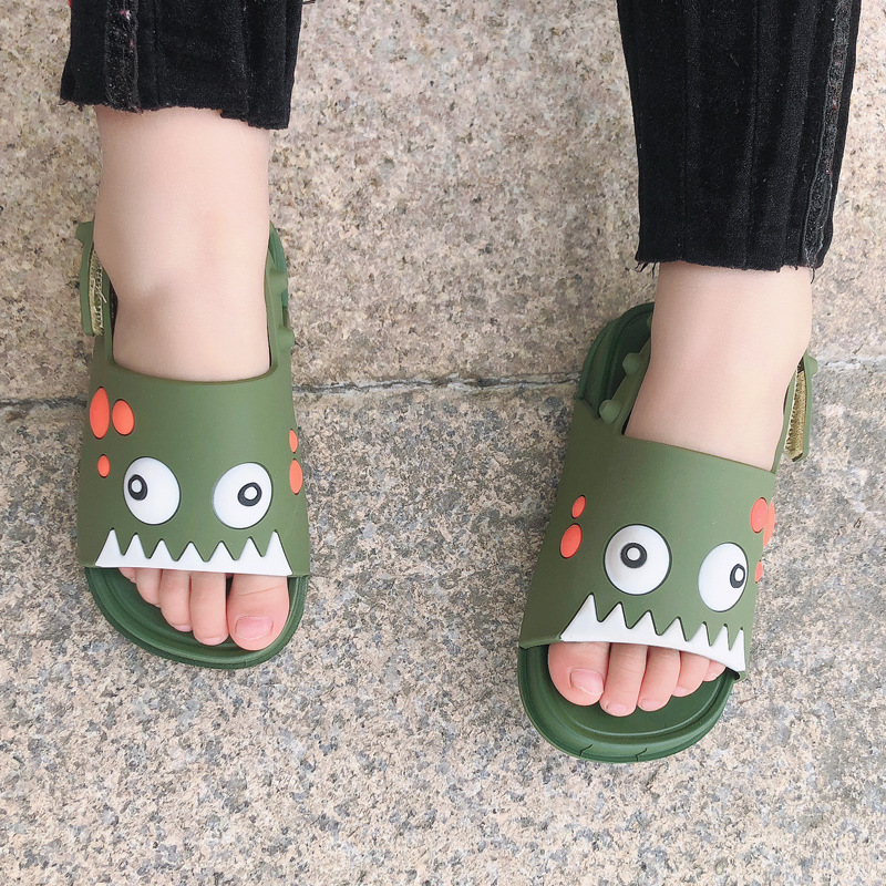 Frühling Sommer freundlicher Gelee Karikatur Dinosaurier Sandalen und Hausschuhe Baby Jungen Mädchen Sandalen Flache Strand Schuhe Rosa Sandalen