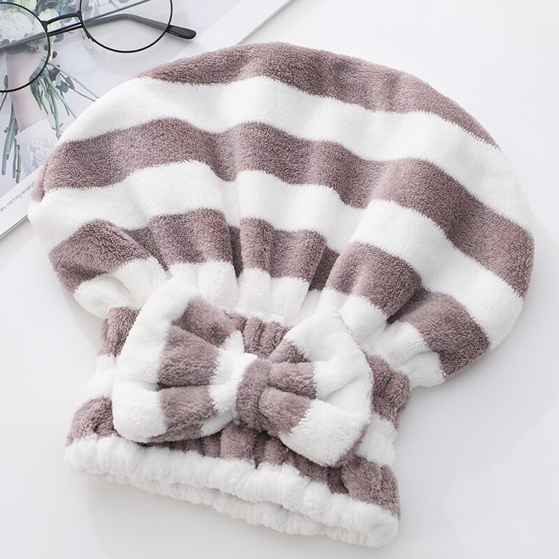 Waterabsorberende en drogende muts voor droog haar voor vrouwen, snel drogend haar, handdoek voor lang haar, verdikte shampoo, badmuts met tulband: Kastanjebruin