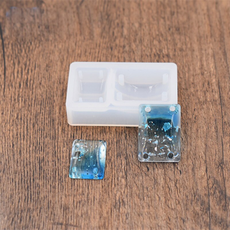 Molde de silicona rectangular DIY para fabricación de colgantes, Molde de resina con agujero JS23