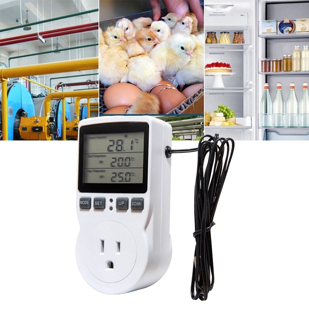 Digitale Temperatuur Controller Sensor Met Multifunctionele Thermostaat Socket Plug Timer Schakelaar Probe Verwarming Koeling Machine