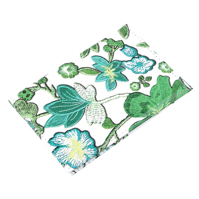 Vintage broderat tryck blomma pass fall pass täcka reser bärbara flygbiljetter visitkort innehavaren: Mörkgrön