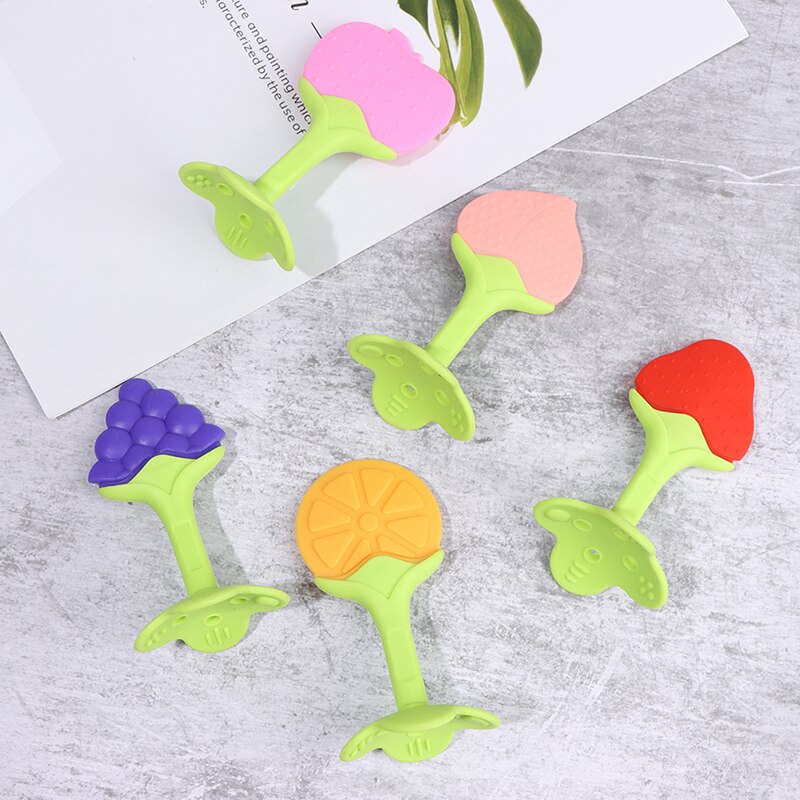 2Pcs Baby Bijtring Veiligheid Siliconen Fruit Stereo Bijtringen Voor Baby Infant Kids Kauwen Tand Speelgoed