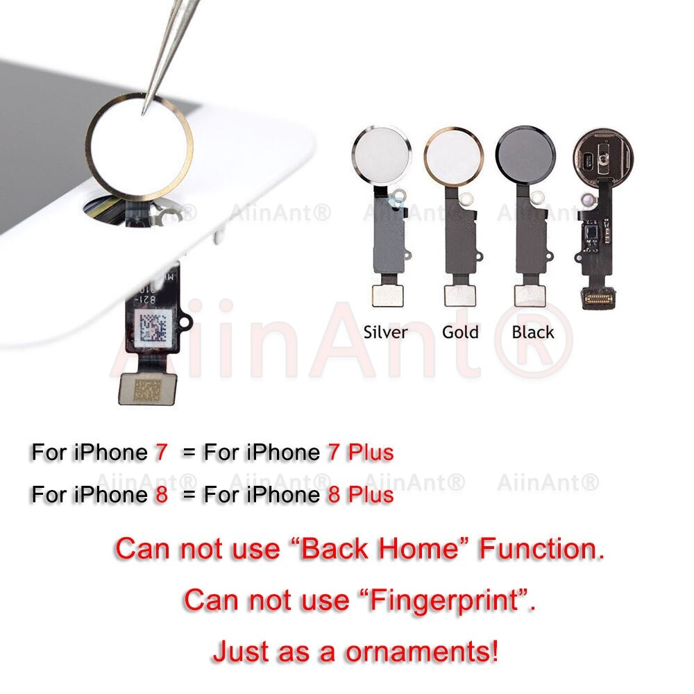 Home-Knop Flex Voor Iphone 6 6 S 7 8 Plus 5 S Se Terugkeer Terug Home Knop Met flex Kabel Rubber Sticker Geen Touch Id Vingerafdruk