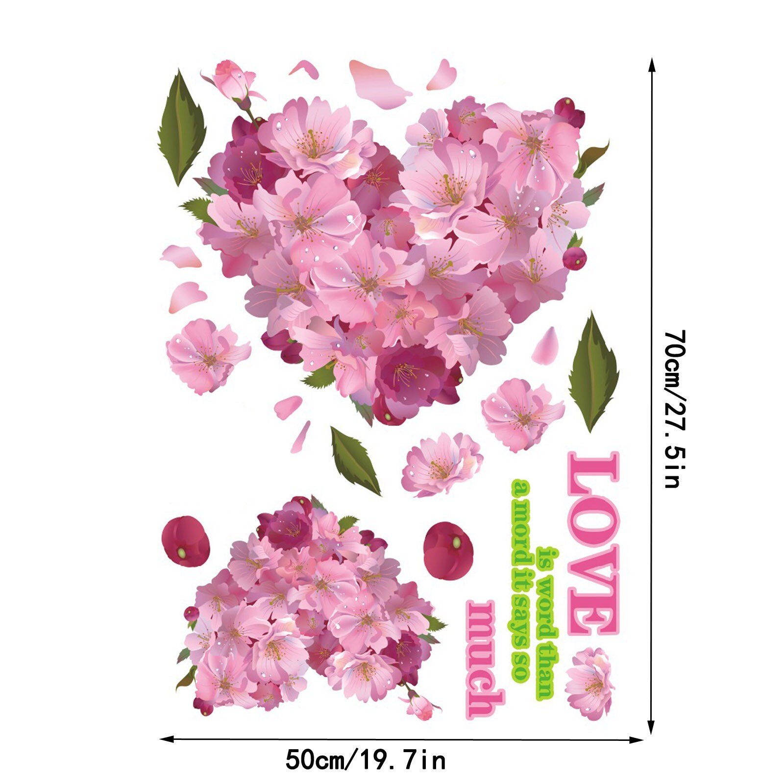 Lovely Happy Valentine's Day Rose Love Heart Wall Sticker Home 3D Wall Sticker Decoration DIY Decal Removable