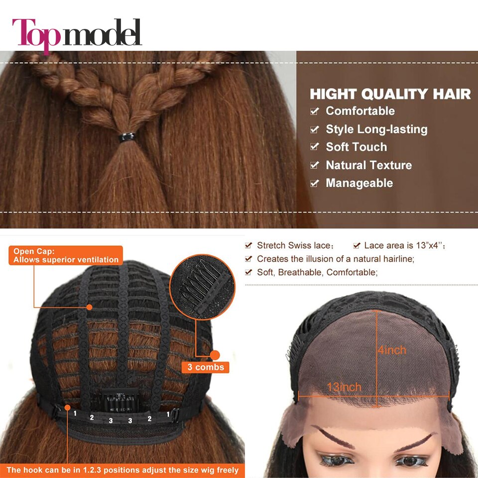 TOPMODEL Cosplay Synthetic Lace Front Wig Yaki Straight Long 26 Inch 13x4 Ombre Blonde Wig For Black Women Perruque Lace Wig