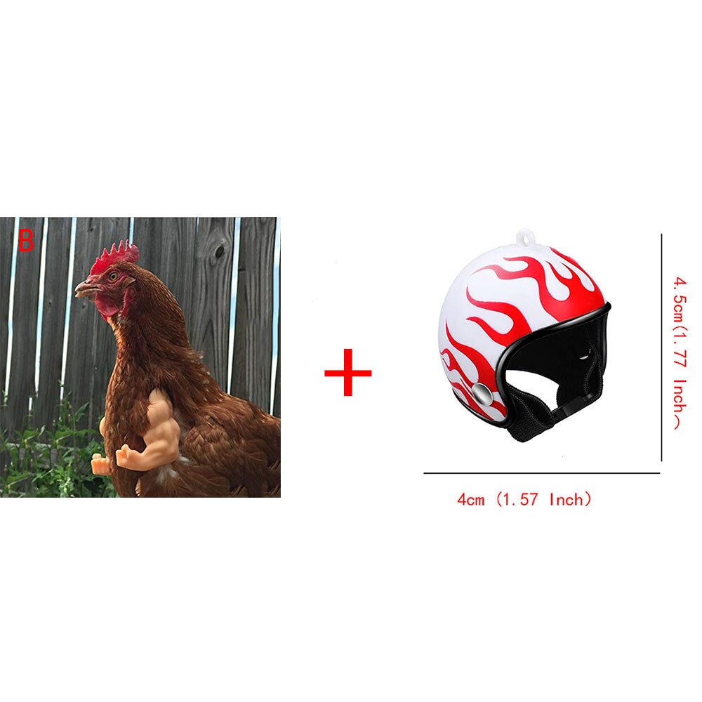 Juguete para manos de pollo, de broma, casco para gallinas, decoración divertida de aves, músculos, juguetes con brazos: B and Helmet