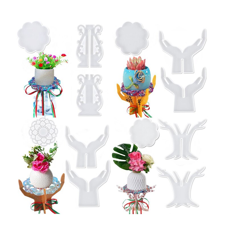 Potted Plant Stand Resin Silicone Mold Flower Pot Rack Resin Casting Mold Vase Plant Stand Resin Epoxy Making Tool