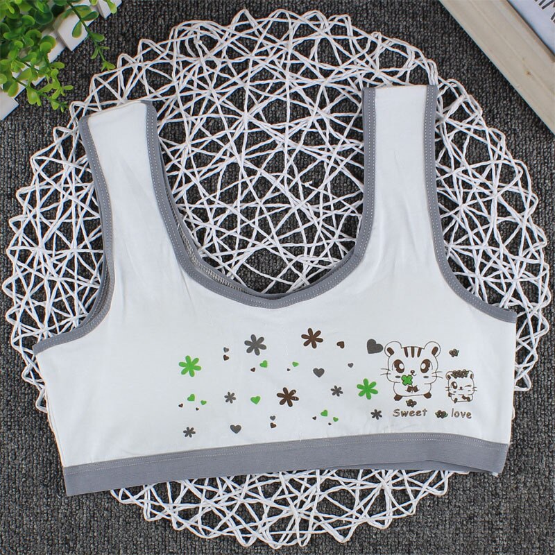 fjøs utviklings-bh, ren bomull, behagelig, pustende, ingen stålring, avtakbar pute, jentebh: 7