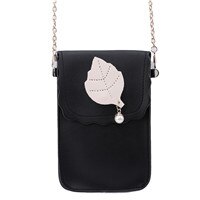 Vrouwen tienermeisjes pu leren schoudertassen parel blad cross body tas voor vrouwen tas: Zwart