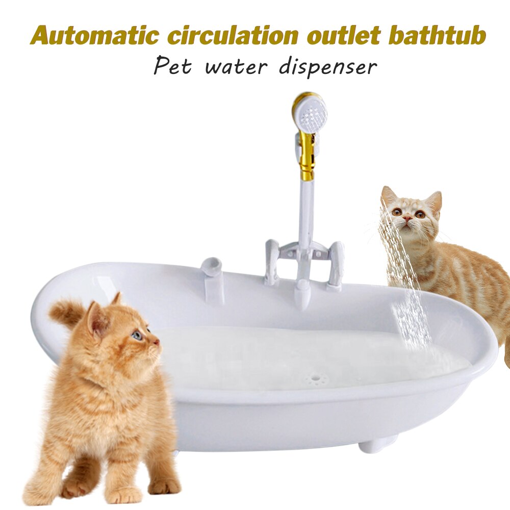 Automatic Pet Cat Drinking Fountain Battery Power Bathtub Shaped Electronic Cats Drinking Water Fountain for Kitten Cat Supplies: Default Title