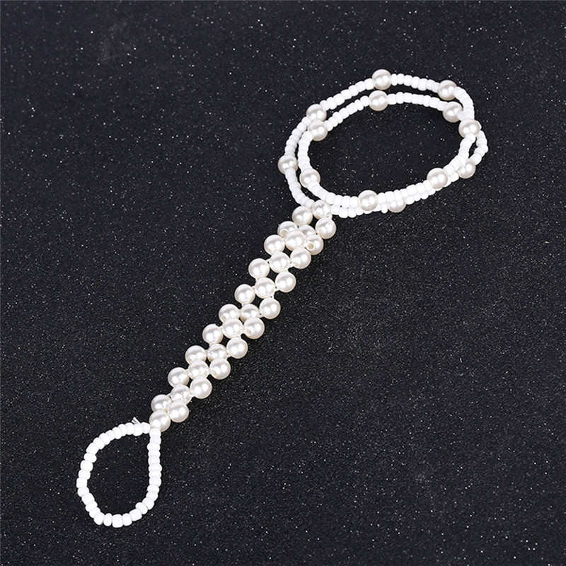 Parel Kralen Ketting Enkelbanden voor Vrouwen Strand Barefoot Sandalen Kristal Teen Ringen Bohemian Gesimuleerde Enkelbandje Voet Sieraden