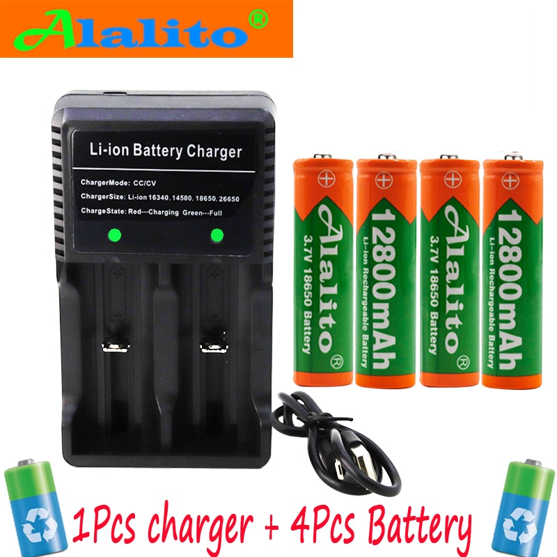18650 batterij 3.7V 12800mAh oplaadbare lion batterij voor Led flash light batterij 18650 batterij + USB lader