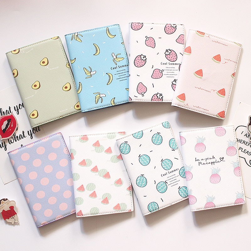 Fruit Summer Women Travel Business Passport Cover with Card Holder ID and Air Ticket Holders Passport Case for Documents