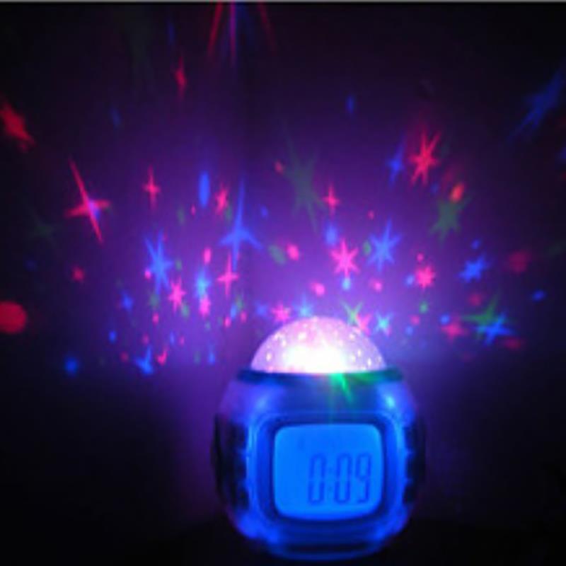 Kleurrijke sterrenhemel projectie muziek digitale klok led nachtlampje thermometer wekker voor kinderen babykamer decoratie