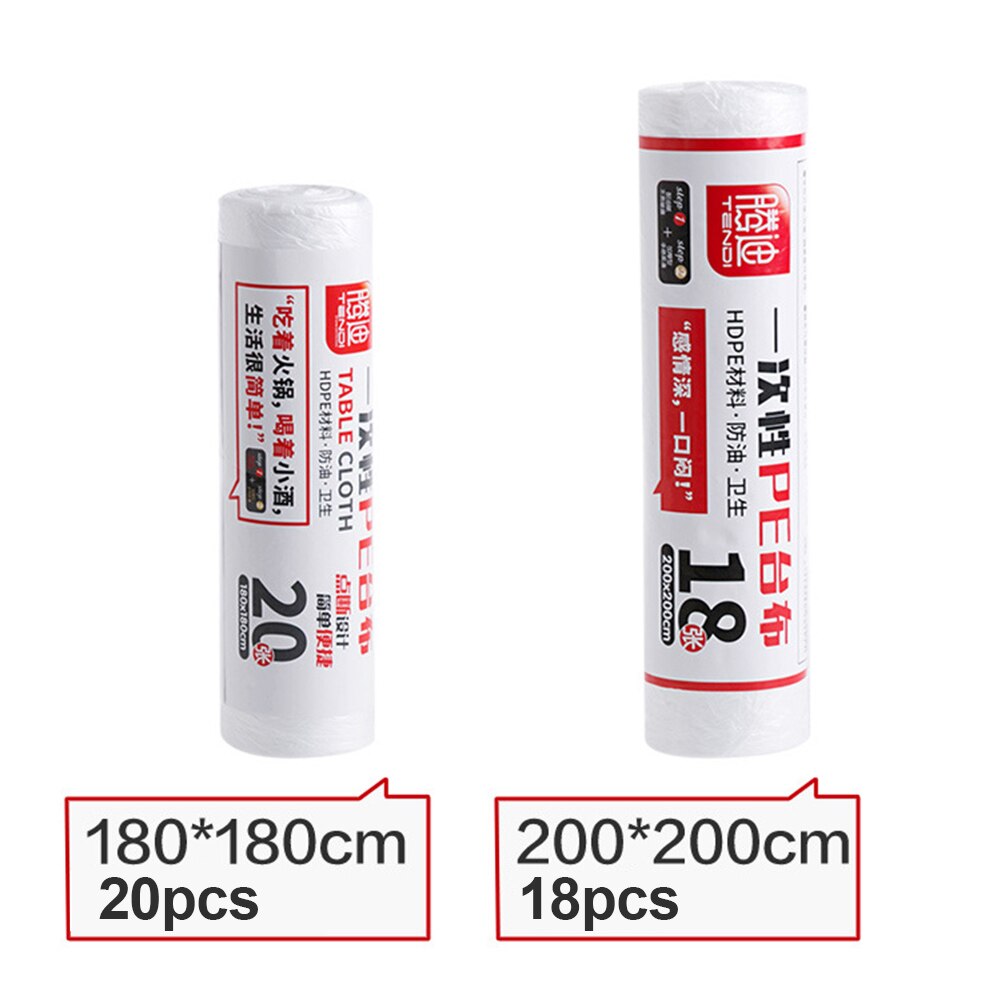 1 rotolo di Famiglia PE Usa E Getta Tovaglia di Plastica Pellicola Rettangolo Tabella di Copertura di 180*180 centimetri/200 centimetri * 200cm protettore Scrivania pad per il Partito