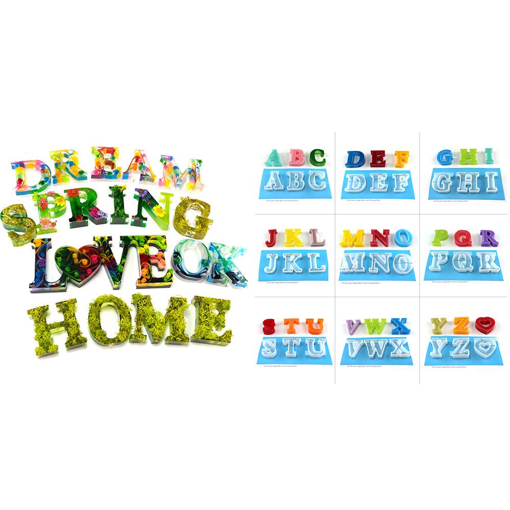 26 alfabeto grande letra inglês diy molde artesanal resina sinal palavra molde alfabeto silicone moldes de fundição resina projeto