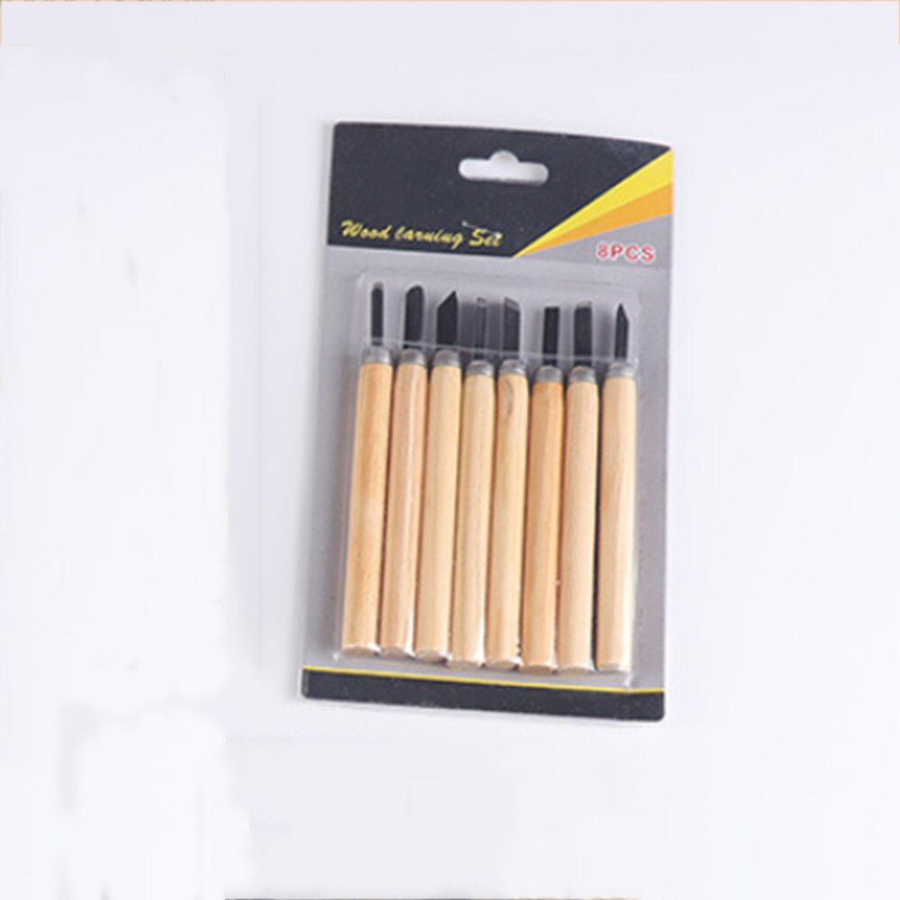 3/6/8/10/12pcs/set Wood Carving Chisel Knifes Hand Tool Set for Basic Detailed Carving DIY Tools Woodworking Gouges: 8pcs