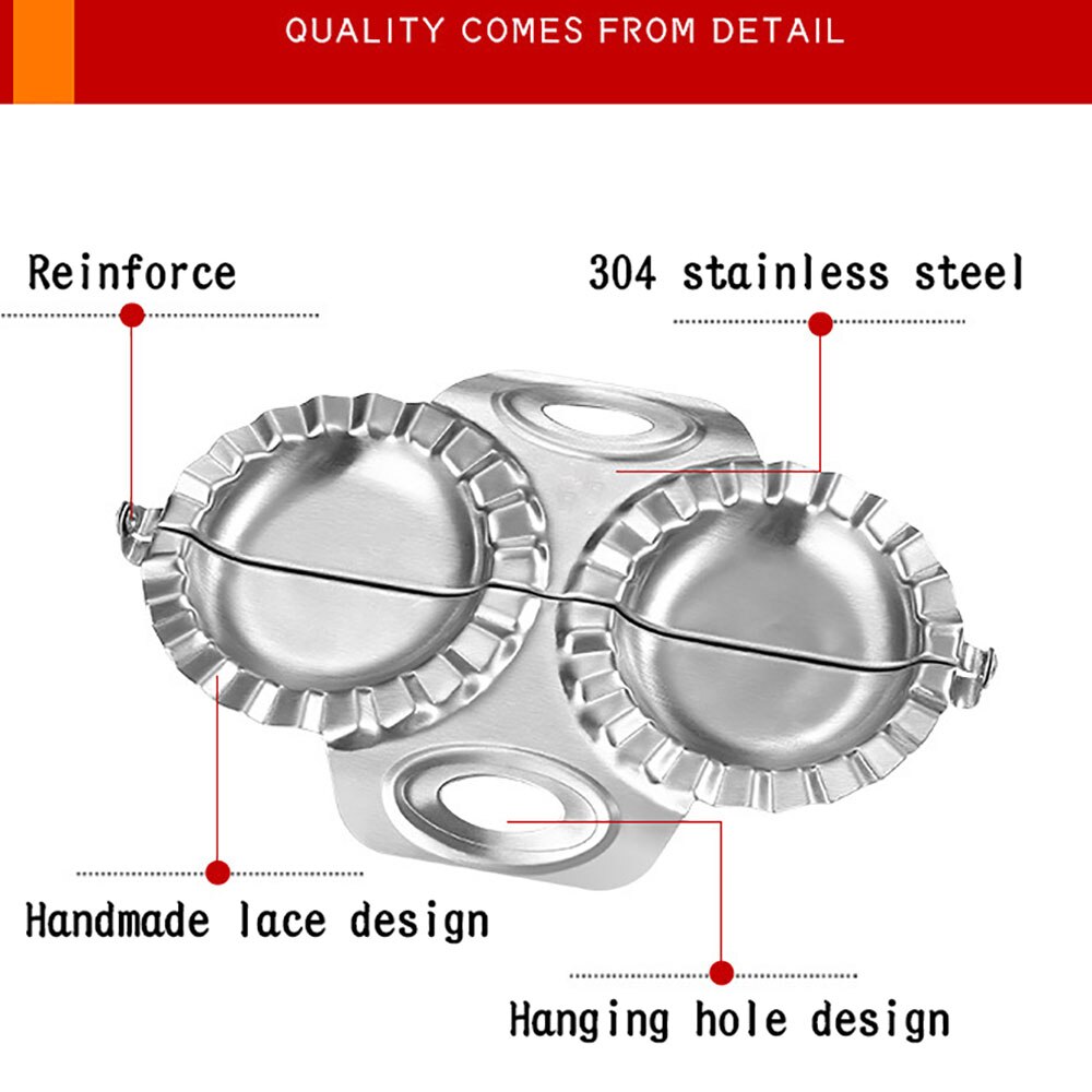 Stainless Steel Dumpling Artifact Tool Press Dumpling Mold Double Head DIY Dumplings Wrapper Maker Kitchen Gadgets
